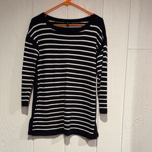 Talbots Navy and White Striped Crew Neck Sweater